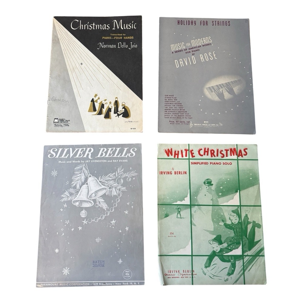 Vintage Christmas Sheet Music Lot Silver Bells White Christmas Holiday Piano 4
